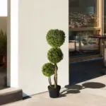 35.5" Faux Boxwood Triple Sphere Topiary, Light Green, Indoor and Outdoor Decor, Potted - Image 7