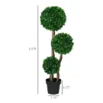 3.5ft Artificial Tree, Triple Ball Boxwood Topiary with Pot and Sandalwood Leaves, for Indoor Outdoor Home - Image 3