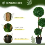 3.5ft Artificial Tree, Triple Ball Boxwood Topiary with Pot and Sandalwood Leaves, for Indoor Outdoor Home - Image 4