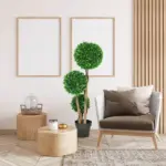 3.5ft Artificial Tree, Triple Ball Boxwood Topiary with Pot and Sandalwood Leaves, for Indoor Outdoor Home - Image 6