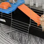 35L Bunny Hutch Rolling Small Animal Cage Guinea Pig Home with Food Dish Water Bottle Hay Feeder Ramp Black - Image 9