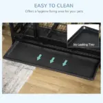 PawHut 36" Heavy Duty Dog Crate with Removable Tray, Lockable Wheels and Double Door, for Medium and Large Dogs, Black - Image 6