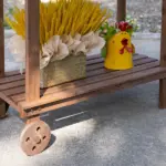 Outsunny 36" Wooden Potting Bench Work Table with 2 Removable Wheels, Garden Workstation with Removable Sink, Drawer and Large Storage Spaces, Brown - Image 8