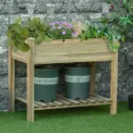 36" x 20" x 30" Raised Garden Bed with Legs and Storage Shelf, Elevated Wood Planter Box, Gardening Standing Growing Bed for Backyard, Patio - Image 2
