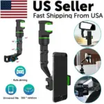 360 Degree Clip-On Rearview Mirror Car Phone Holder Mount