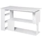 HOMCOM 360 Degree Rotating Home Office Desk L Shaped Corner Computer Desk with Storage Shelves, Writing Table Workstation, White - Image 12