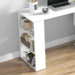 HOMCOM 360 Degree Rotating L-Shaped Home Office Computer Desk with Storage Shelves White - Image 6