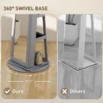 360 Degree Swivel Jewelry Armoire, Lockable Jewelry Cabinet with Full-Length Mirror, Storage Shelves, Gray - Image 5