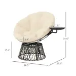 Outsunny 360 Degree Swivel Outdoor Papasan Chair, Overstuffed Circle Chair with Side Tray, Thickened Cushion for Indoor, Patio, Beige - Image 3