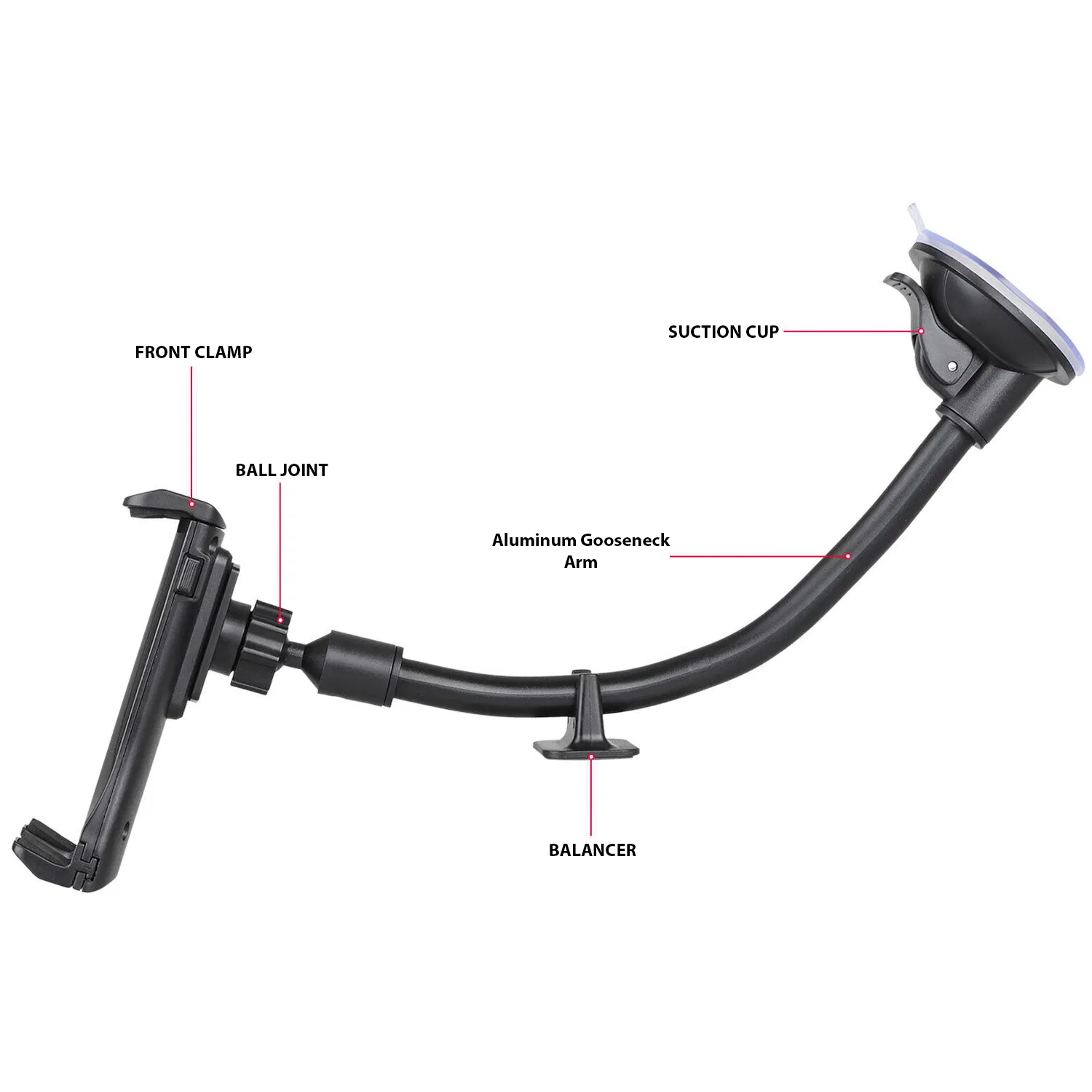 360 Degree Windshield and Dashboard Phone Tablet Mount 4-12 Inch