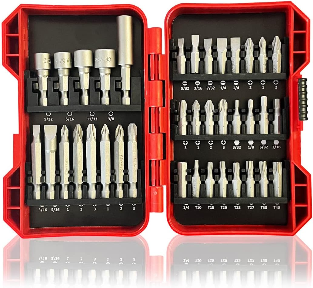 37 Piece Impact Screwdriver Bit and Nut Driver Set with Torx and Phillips Bits