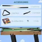 38" Foldable Billiards Tabletop Game, Complete Pool Table Set for Family Fun, Includes Balls, Cues, Chalk, Brush, for Game Room - Image 5