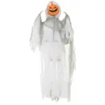 HOMCOM 3.9' Outdoor Halloween Hanging Pumpkin Ghost w/ Light Up Eyes, Sound Activated Prop w/ Creepy Howling Sounds - Image 11