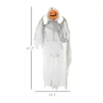 HOMCOM 3.9' Outdoor Halloween Hanging Pumpkin Ghost w/ Light Up Eyes, Sound Activated Prop w/ Creepy Howling Sounds - Image 3