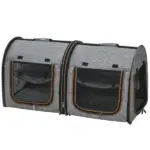 39" Portable Twin Compartment Show House Cat Cage/Condo, Soft-Sided Pet kennel, Dual Compartment, Soft Cushions and Storage Bag, Gray - Image 11