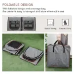 39" Portable Twin Compartment Show House Cat Cage/Condo, Soft-Sided Pet kennel, Dual Compartment, Soft Cushions and Storage Bag, Gray - Image 4