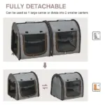 39" Portable Twin Compartment Show House Cat Cage/Condo, Soft-Sided Pet kennel, Dual Compartment, Soft Cushions and Storage Bag, Gray - Image 5