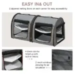 39" Portable Twin Compartment Show House Cat Cage/Condo, Soft-Sided Pet kennel, Dual Compartment, Soft Cushions and Storage Bag, Gray - Image 6