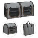 39" Portable Twin Compartment Show House Cat Cage/Condo, Soft-Sided Pet kennel, Dual Compartment, Soft Cushions and Storage Bag, Gray - Image 9