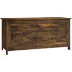 HOMCOM 39.4" Storage Trunk with 2 Safety Hinges, Wooden Storage Bench with Side Handles, Storage Chest for Playroom, Rustic Brown - Image 11