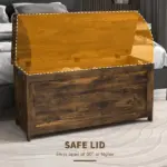 HOMCOM 39.4" Storage Trunk with 2 Safety Hinges, Wooden Storage Bench with Side Handles, Storage Chest for Playroom, Rustic Brown - Image 4