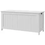 39.4" Storage Trunk with 2 Safety Hinges, Wooden Bench, Side Handles, Chest for Playroom, White