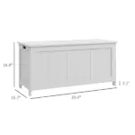 39.4" Storage Trunk with 2 Safety Hinges, Wooden Bench, Side Handles, Chest for Playroom, White - Image 3