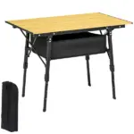 Outsunny 3 Ft Aluminum Small Folding Table, Portable Camping Table with Storage Bag, Carry Bag for Outdoor Picnic BBQ, Brown - Image 11