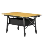 Outsunny 3 Ft Aluminum Small Folding Table, Portable Camping Table with Storage Bag, Carry Bag for Outdoor Picnic BBQ, Brown