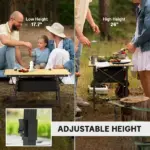 Outsunny 3 Ft Aluminum Small Folding Table, Portable Camping Table with Storage Bag, Carry Bag for Outdoor Picnic BBQ, Brown - Image 5