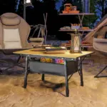 Outsunny 3 Ft Aluminum Small Folding Table, Portable Camping Table with Storage Bag, Carry Bag for Outdoor Picnic BBQ, Brown - Image 10
