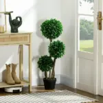 3ft Artificial Triple Ball Boxwood Topiary Tree, Pot, Sandalwood Leaves, Indoor Outdoor Home - Image 2