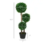 3ft Artificial Triple Ball Boxwood Topiary Tree, Pot, Sandalwood Leaves, Indoor Outdoor Home - Image 3