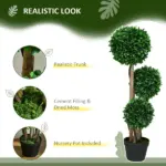 3ft Artificial Triple Ball Boxwood Topiary Tree, Pot, Sandalwood Leaves, Indoor Outdoor Home - Image 4