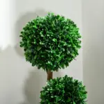 3ft Artificial Triple Ball Boxwood Topiary Tree, Pot, Sandalwood Leaves, Indoor Outdoor Home - Image 7