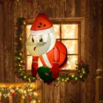 3ft Inflatable Santa Holding Wreath, Lean Out from Window Outdoor Decortaion with LED Lights, for Holiday Party Garden - Image 2
