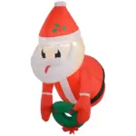 3ft Inflatable Santa Holding Wreath, Lean Out from Window Outdoor Decortaion with LED Lights, for Holiday Party Garden