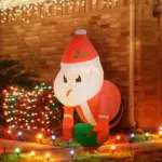 3ft Inflatable Santa Holding Wreath, Lean Out from Window Outdoor Decortaion with LED Lights, for Holiday Party Garden - Image 9