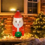 3ft Inflatable Santa Holding Wreath, Lean Out from Window Outdoor Decortaion with LED Lights, for Holiday Party Garden - Image 10