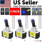 3 Pack 12V 30A Blue LED ON OFF Toggle Switches 3 Pin