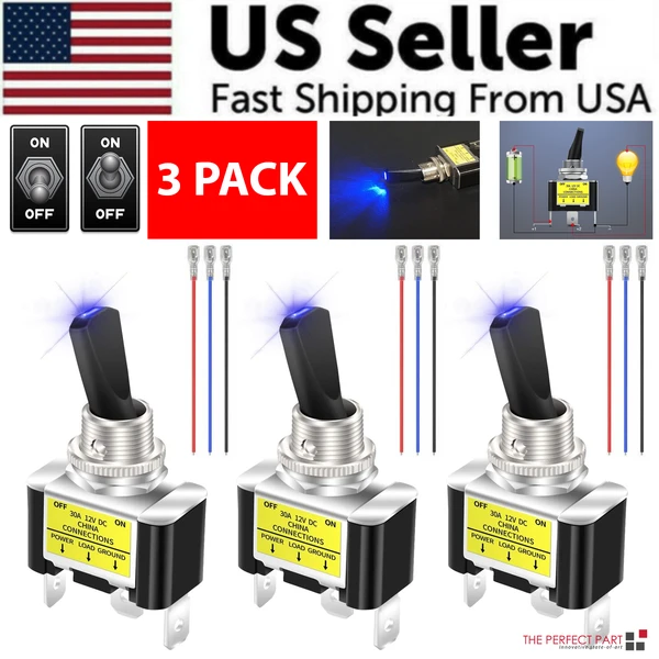 3pcs-12v-30a-blue-led-light-toggle-rocker-onoff-switch-3pin-marine-car-boat-atv-6.webp 3 Pack 12V 30A Blue LED ON OFF Toggle Switches 3 Pin - Image 1