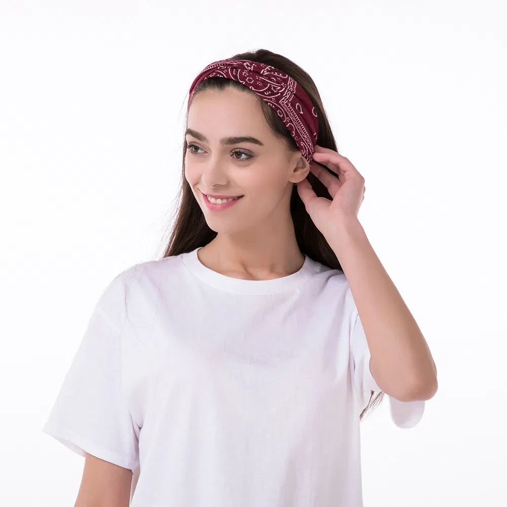 3 Pack Boho Knotted Fabric Headbands in Maroon Navy and Black