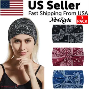 3pcs boho headbands leopard hair bands knotted turban wraps stripe cloth elegant 6