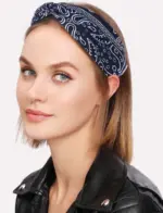 3 Pack Boho Knotted Fabric Headbands in Maroon Navy and Black - Image 4