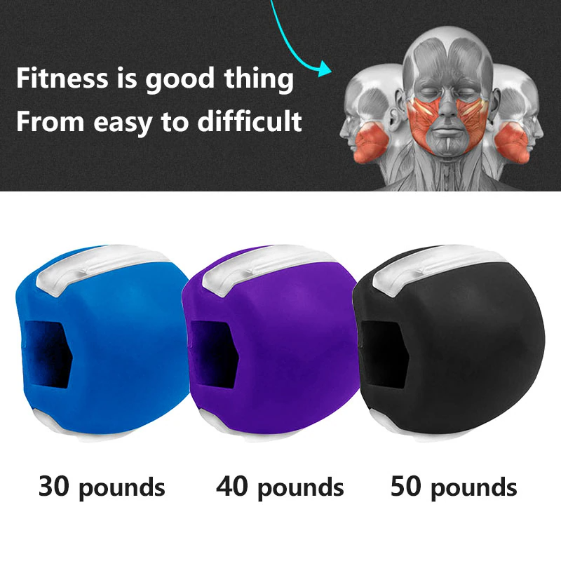 3 Pack Silicone Jaw Exerciser Set with 40 50 and 60 lb Resistance