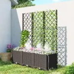 3PCS Plastic Planter Box with Trellis, Self-Watering Raised Garden Bed with Trellis and Automatic Watering Timer Kit - Image 2