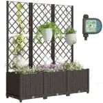 3PCS Plastic Planter Box with Trellis, Self-Watering Raised Garden Bed with Trellis and Automatic Watering Timer Kit - Image 11