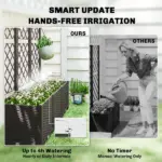 3PCS Plastic Planter Box with Trellis, Self-Watering Raised Garden Bed with Trellis and Automatic Watering Timer Kit - Image 4