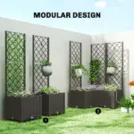 3PCS Plastic Planter Box with Trellis, Self-Watering Raised Garden Bed with Trellis and Automatic Watering Timer Kit - Image 7