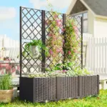 3PCS Plastic Planter Box with Trellis, Self-Watering Raised Garden Bed with Trellis and Automatic Watering Timer Kit - Image 9
